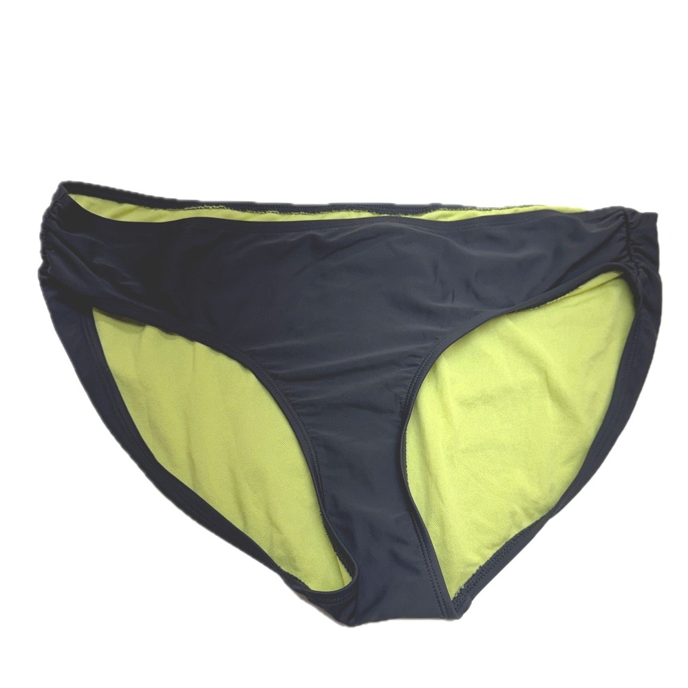 Athleta Bikini Bottoms Women XL Grey Black Sporty Active Swimwear